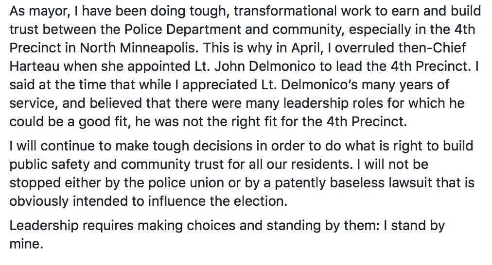 Baseless lawsuits won't stand in the way of my work making tough decisions that build public safety and community trust. My full statement: