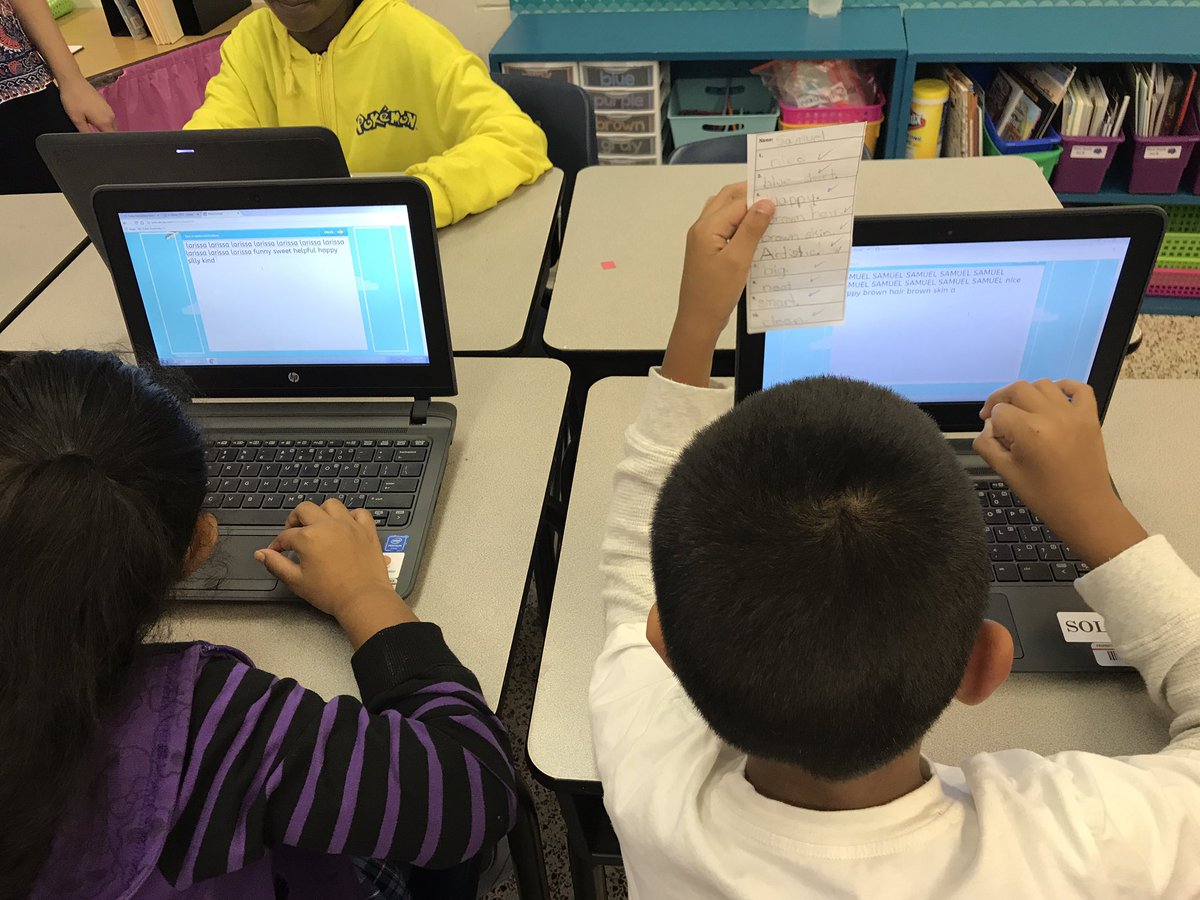 LenardITC's tweet photo. 3rd grade #fisherflamingos showed off their understanding of adjectives by creating "All About Me" word clouds! @MrsWest3rd  @RPS_Schools https://t.co/RxyPT4F6ca