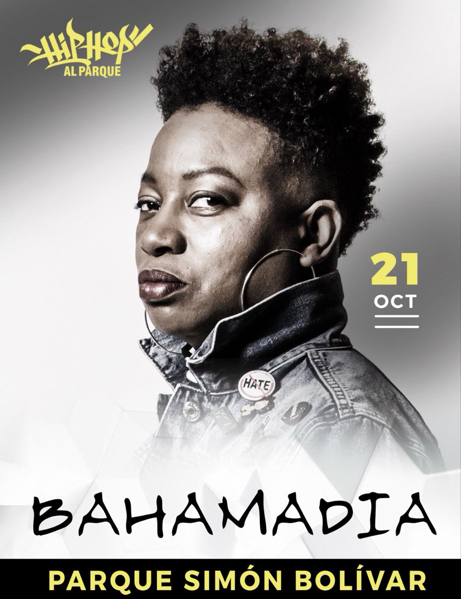 Bahamadia's tweet photo. #OCTOBER 21st Will be rockin main stage in #Bogota #Colombia @ #HipHopAlParque2017 
#Bahamadia 👑+
#Bgirl #Records #Brand
#Womeninmusic
#Here https://t.co/GulInzuuY9