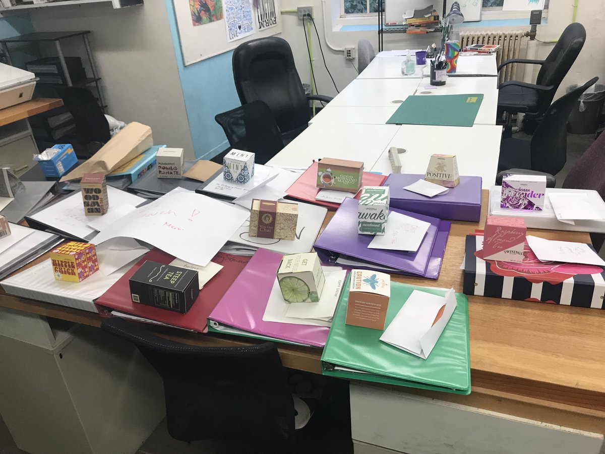 KStateArtDept's tweet photo. Graphic Design students presented their designed tea boxes that are functional. #KState #artdept #ART310 #graphicdesign https://t.co/5xvrIJXPMa
