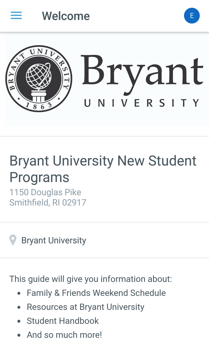 BryantUSG_'s tweet photo. Start Family and Friends Weekend off right by using your Guidebook App for event times tonight! Just search "Bryant University" #FnF17 https://t.co/7YFRp2Cqyh