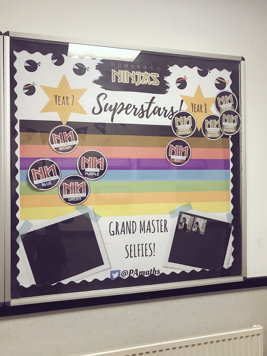 MATHSGLK's tweet photo. New Numeracy Ninja display to celebrate some of the fantastic improvements made by our KS3 Ninjas! @PlymptonAcademy @NumeracyNinjas https://t.co/fHj4aHeWxl