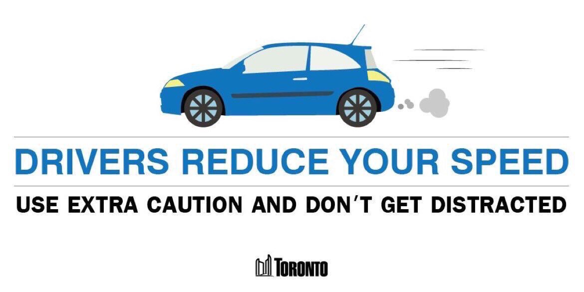 Fall &amp; winter = less sunlight. Please exercise caution on our roads &amp; look out for pedestrians &amp; cyclists. #VisionZeroTO