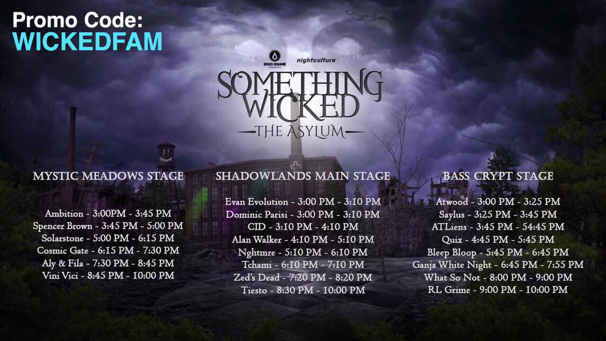 WickedOaksFam's tweet image. LAST #SOMETHINGWICKED GIVEAWAY
🔥Win One 2-Day GA Pass!🔥

To Win, You MUST:
🎃 RT &amp;amp; LIKE
🎃 Follow @SWickedFam

Discount Promo Code: WICKEDFAM