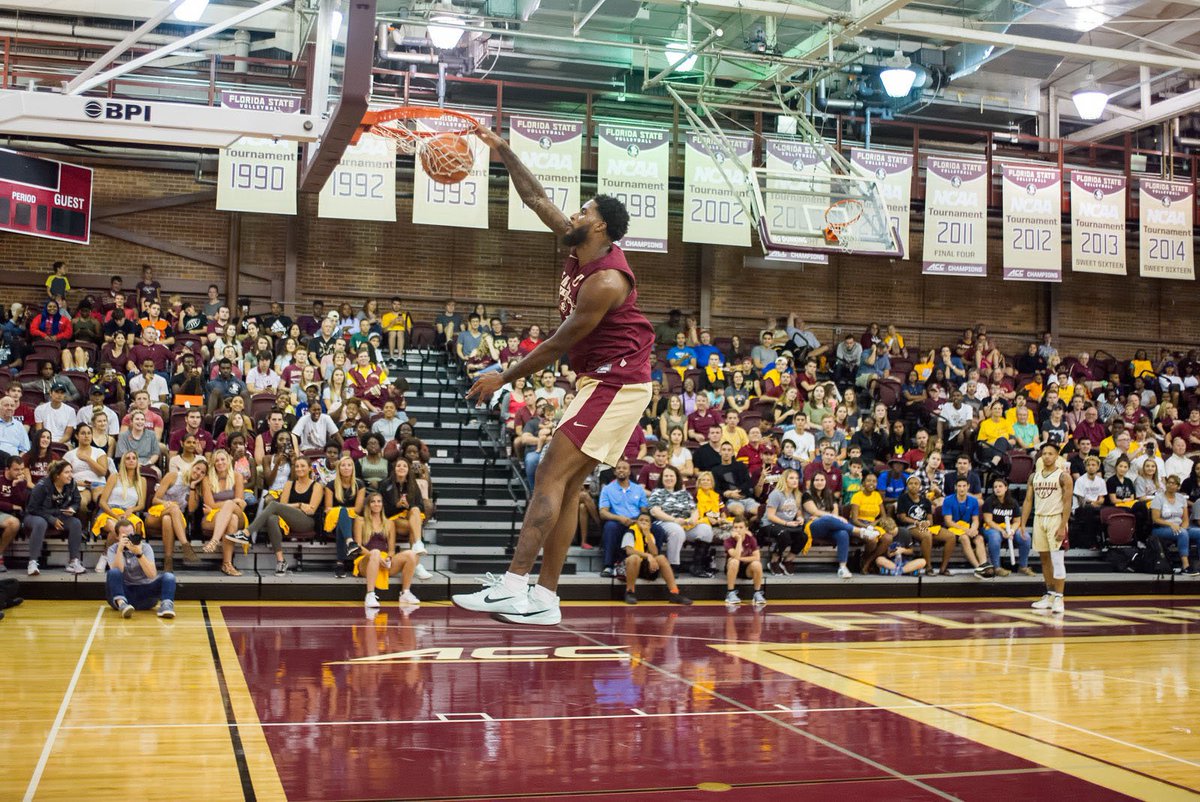 FSUHoops's tweet photo. .#JamWithHam was a great way to begin the 2017-18 @fsuhoops season. Winners: 3-point shooting - @Angola2411. Dunk - Terance Mann. #noles https://t.co/7YvRxvOUb6
