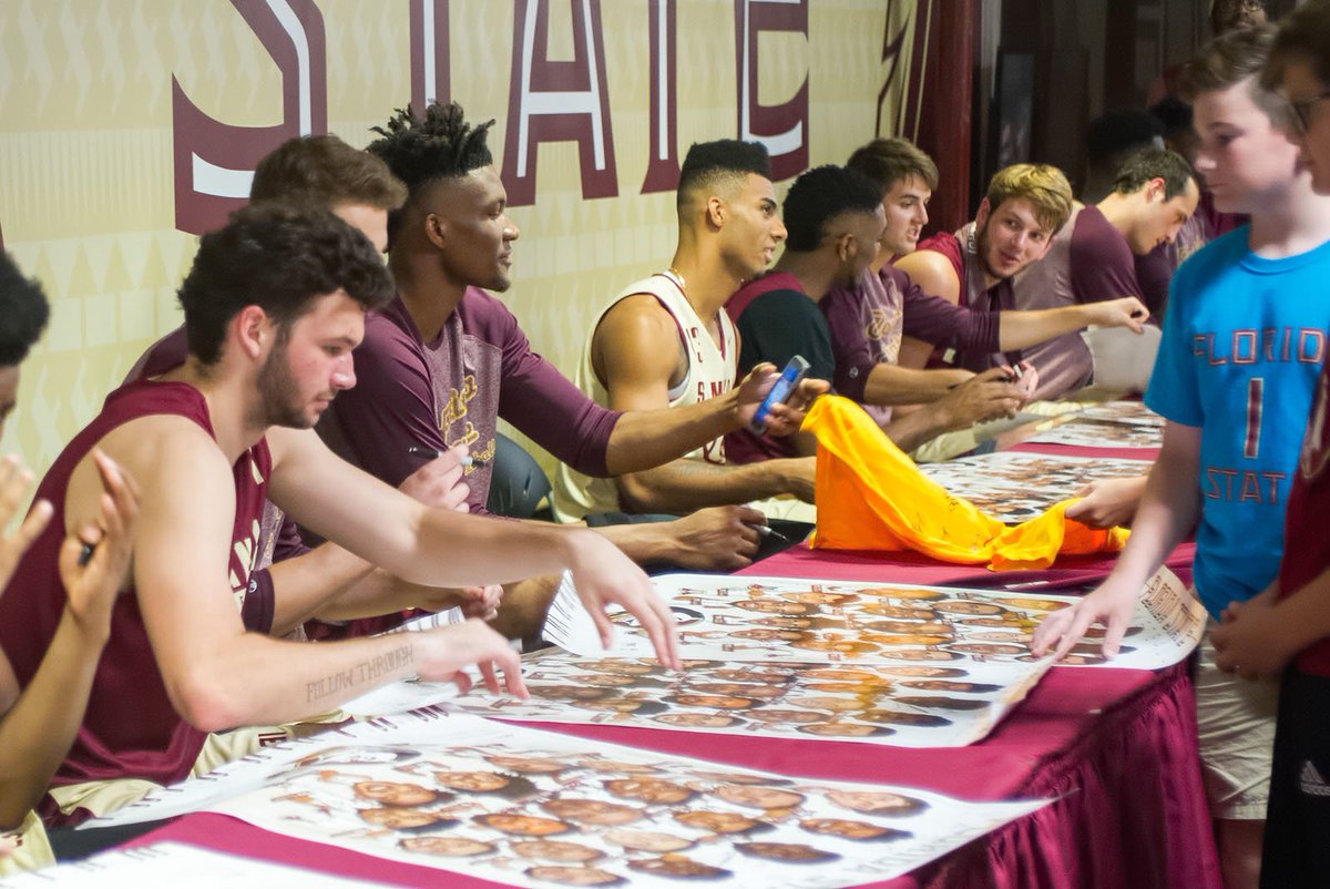 FSUHoops's tweet photo. .#JamWithHam was a great way to begin the 2017-18 @fsuhoops season. Winners: 3-point shooting - @Angola2411. Dunk - Terance Mann. #noles https://t.co/7YvRxvOUb6