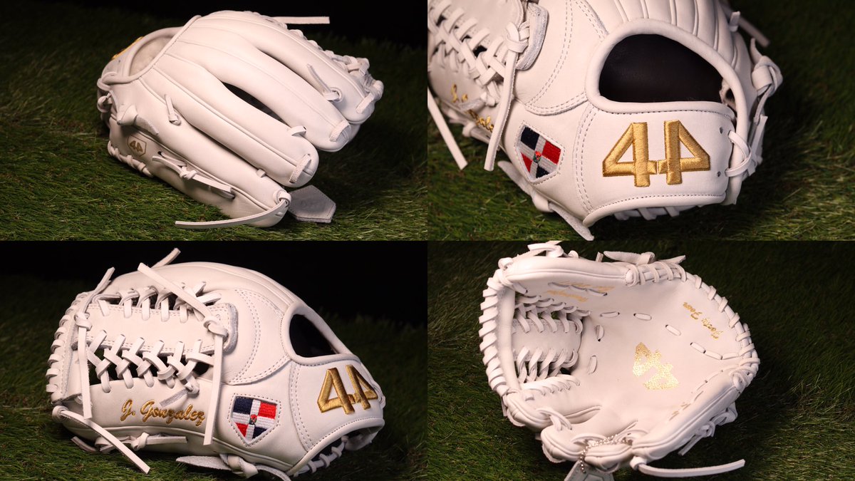 white and gold baseball glove