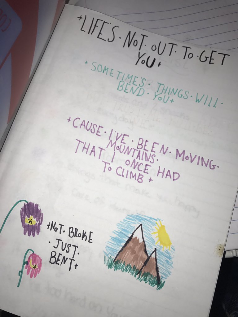 IsabelrainMP's tweet photo. @NeckDeepLyric @NeckDeepUK @DaniNeckDeep @ben_barlyo @filisthorpe @MattWest360 @BamSowden @HopeForTheDay They saved mine too! I put their lyrics all over my recovery journal! You're so important, so stay 💕 https://t.co/DT0mfFxWFE