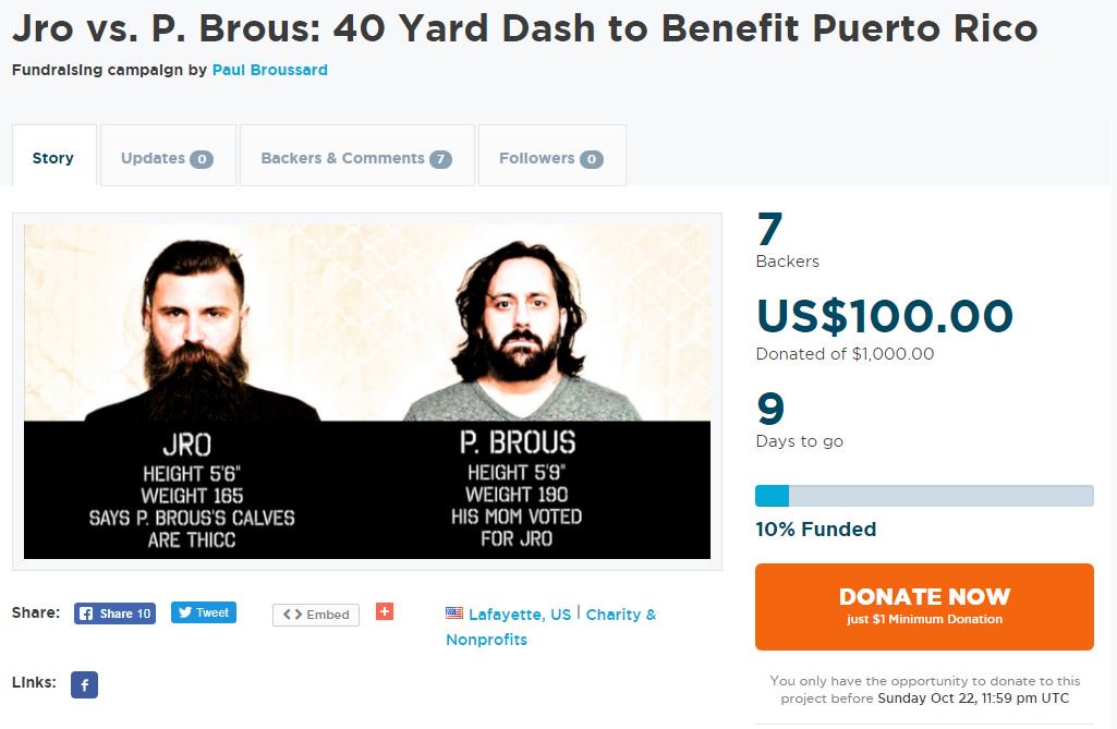 AcadianaClick's tweet photo. We have hit $100 mark. Help us get to $1000! #donate #amaricares #HelpPuertoRico #teamjro #teampbro https://t.co/Y1TnZXD7Bt https://t.co/Vqo7vxDRhu