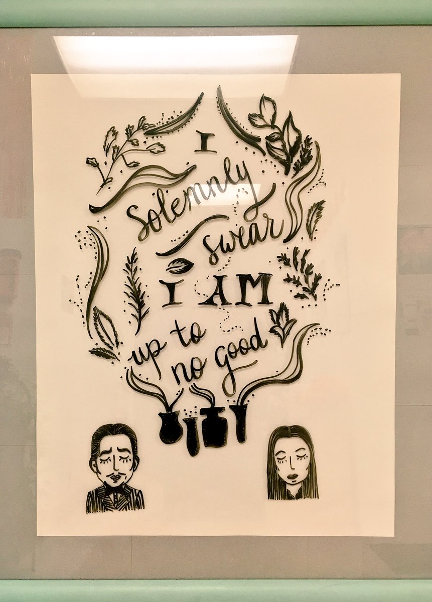 ApexMarinn's tweet photo. In this month of #October we have a spooky theme of Harry Potter and the Adams family! #workart #notcentered 
Happy Friday the thirteenth! https://t.co/NuMIIw7Xjb