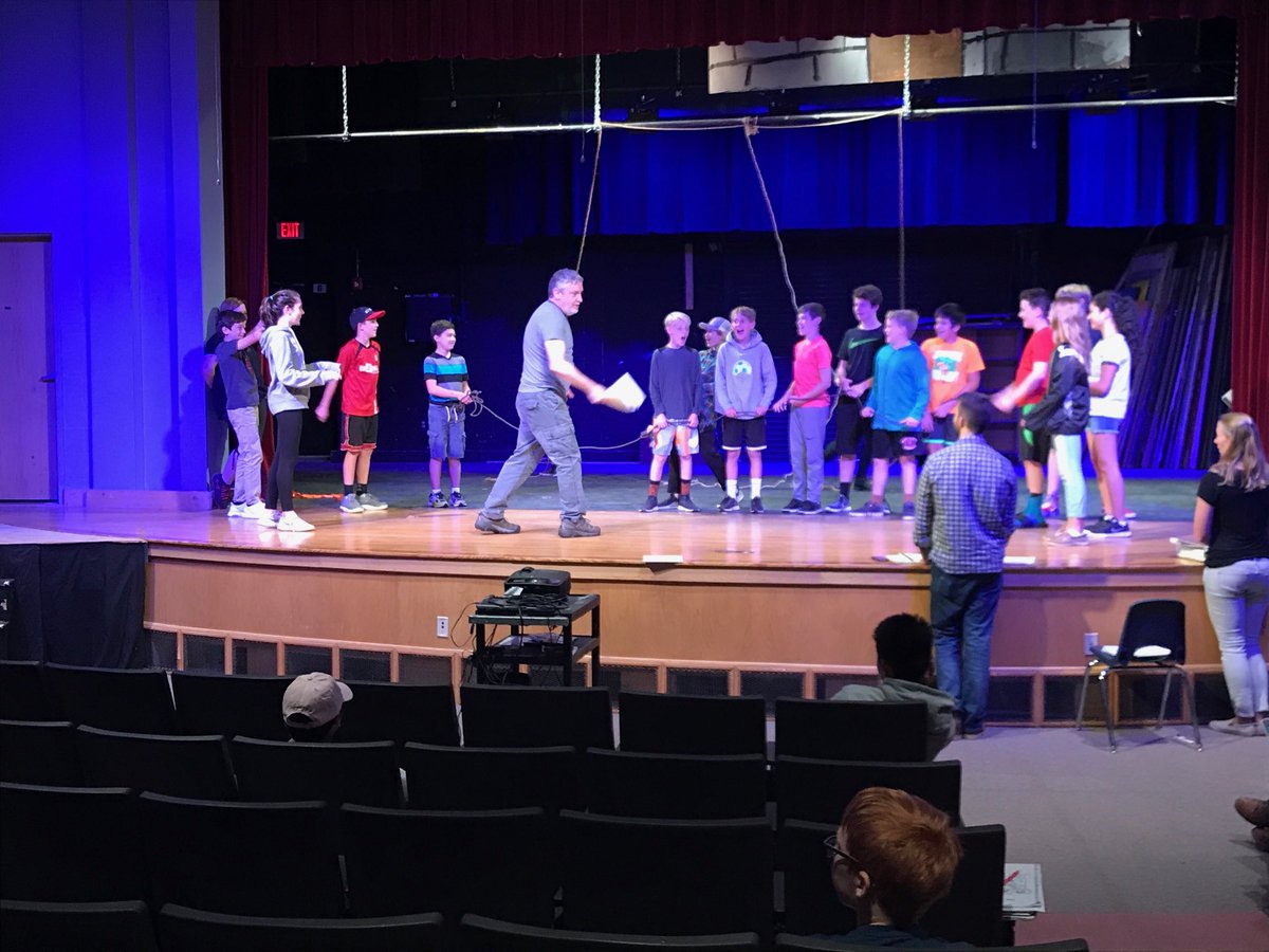 askapof's tweet photo. Ss blocking the opening of the Tempest with parent and theater consultant Patrick Clow. #wsdvt #Swift https://t.co/x3EtQk98PJ