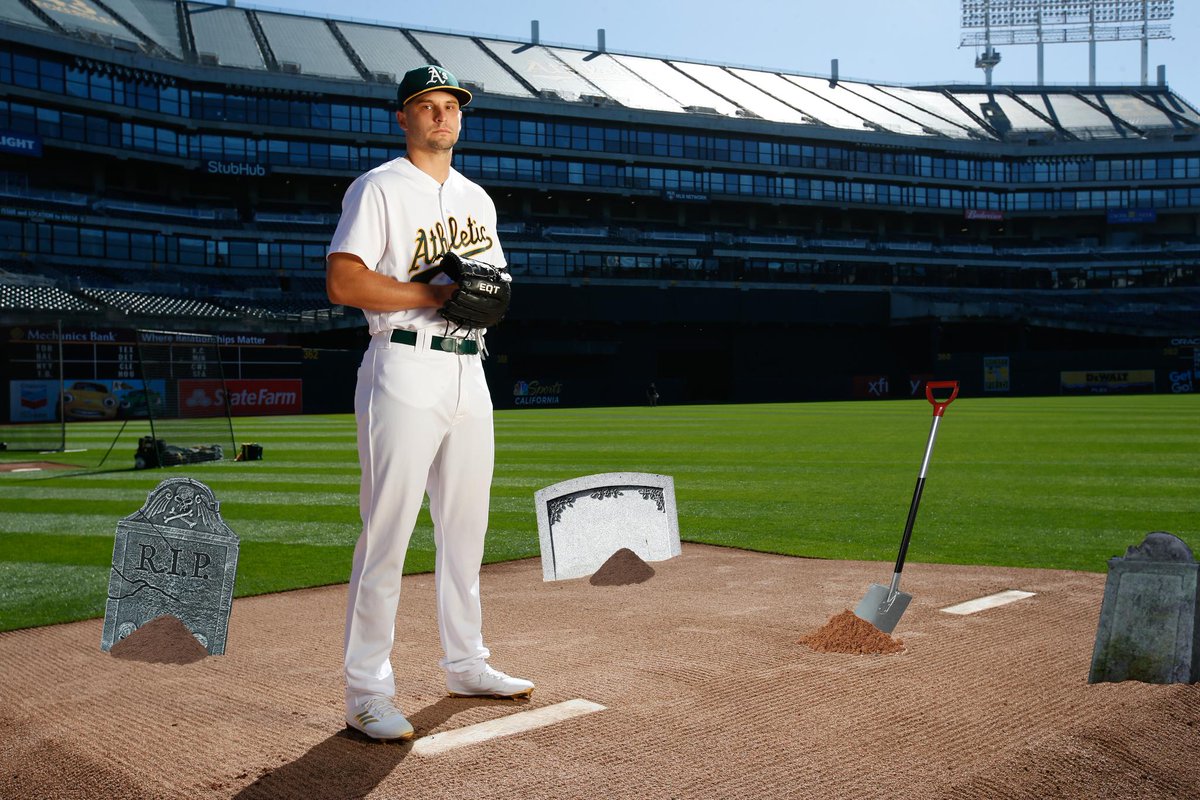 Athletics's tweet photo. The Graveman is always on shift. #spookA https://t.co/jc1yglo2lB