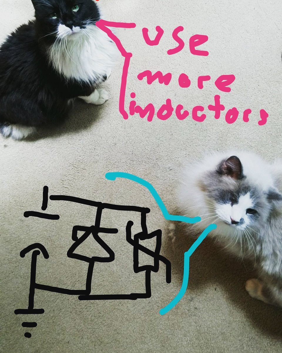 styropyro_'s tweet photo. I've destroyed all of my variable PSUs from back emf. How do I keep this from happening? my kitties have advice #styropyro https://t.co/0vLXNmaYRR