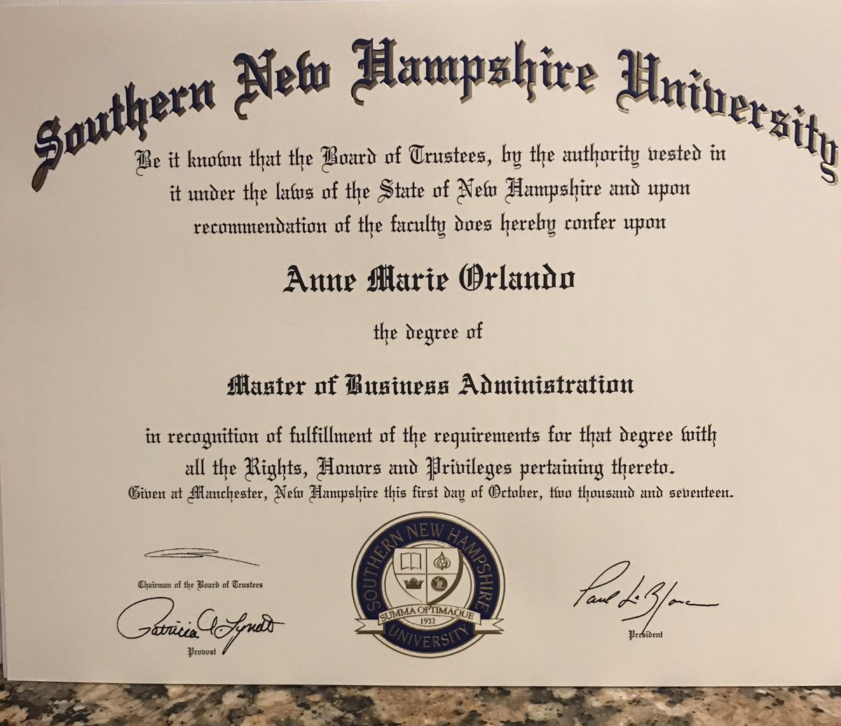 Annemarieorland's tweet photo. It is now official!!! @SNHU #capldi3 https://t.co/vuGqGmYp1U