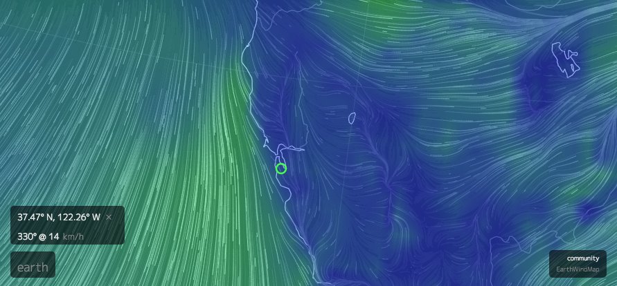 Mpegg's tweet photo. #EarthWindMap provides #NorthBayFires wind speed/direction to visualize smoke path --> https://t.co/x8GGrmPgeg https://t.co/dukvDf5kmg