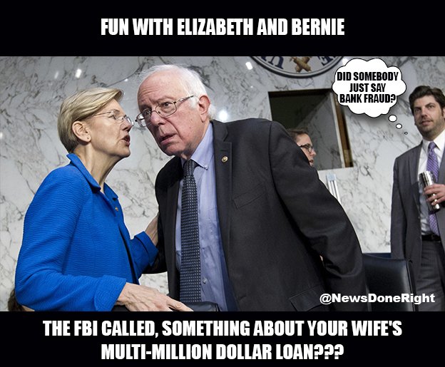 newsdoneright's tweet photo. #BankFraudBernie @RealJamesWoods #ShadySanders #LetsGo https://t.co/6fvZ6zHfuP