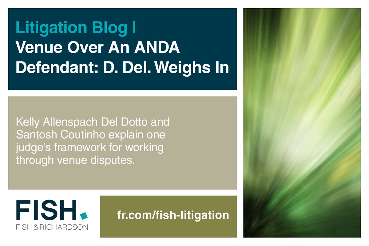 FishLitigation's tweet image. On the #LitigationBlog, Fish attorneys ask, &quot;What does the #TCHeartland decision mean for #patent venues?&quot; fr.com/?p=69303