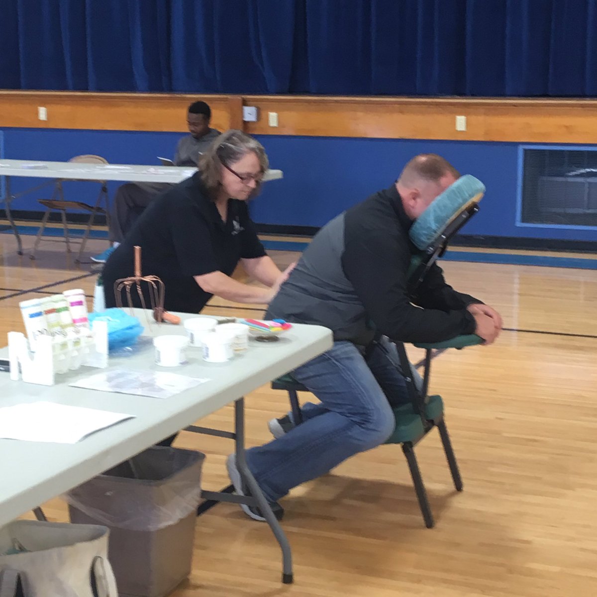 RCS_Director's tweet photo. Staying Healthy with Flu Shots, Blood Pressure Checks, Massages and more at the RCS Wellness Fair! https://t.co/Im9CBjajrv