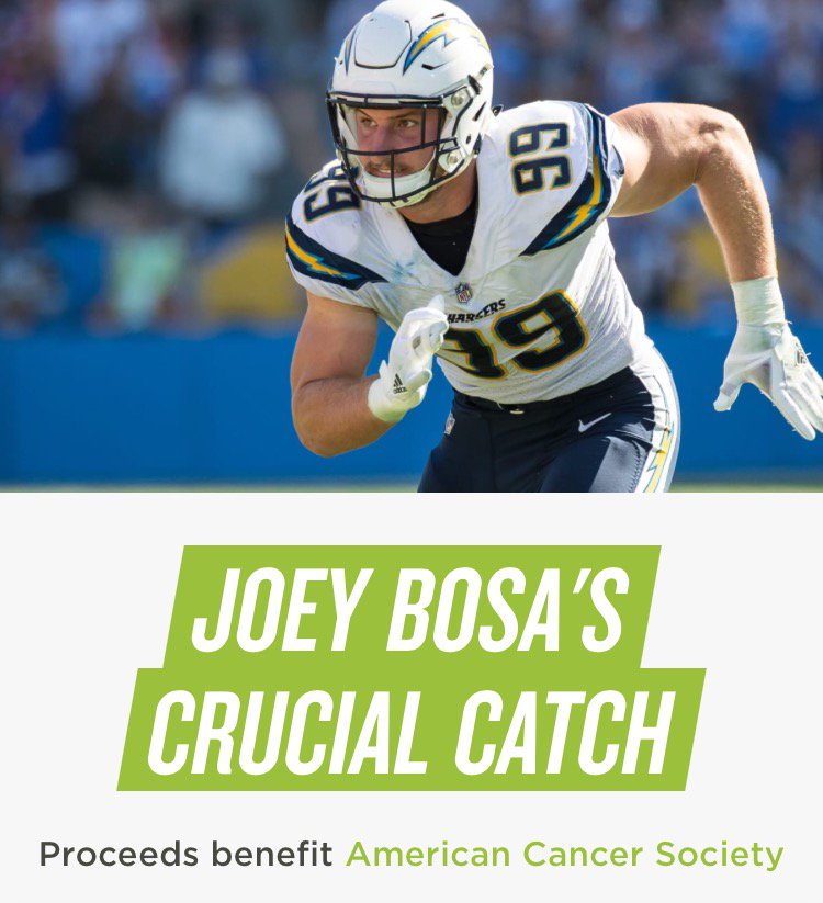 Help <a href="/jbbigbear/">Joey Bosa</a> &amp; the #Chargers  SACK cancer! Join his #CrucialCatch Challenge to support <a href="/AmericanCancer/">American Cancer Society</a> 

PLEDGE: Pledgeit.org/Joey-Bosa