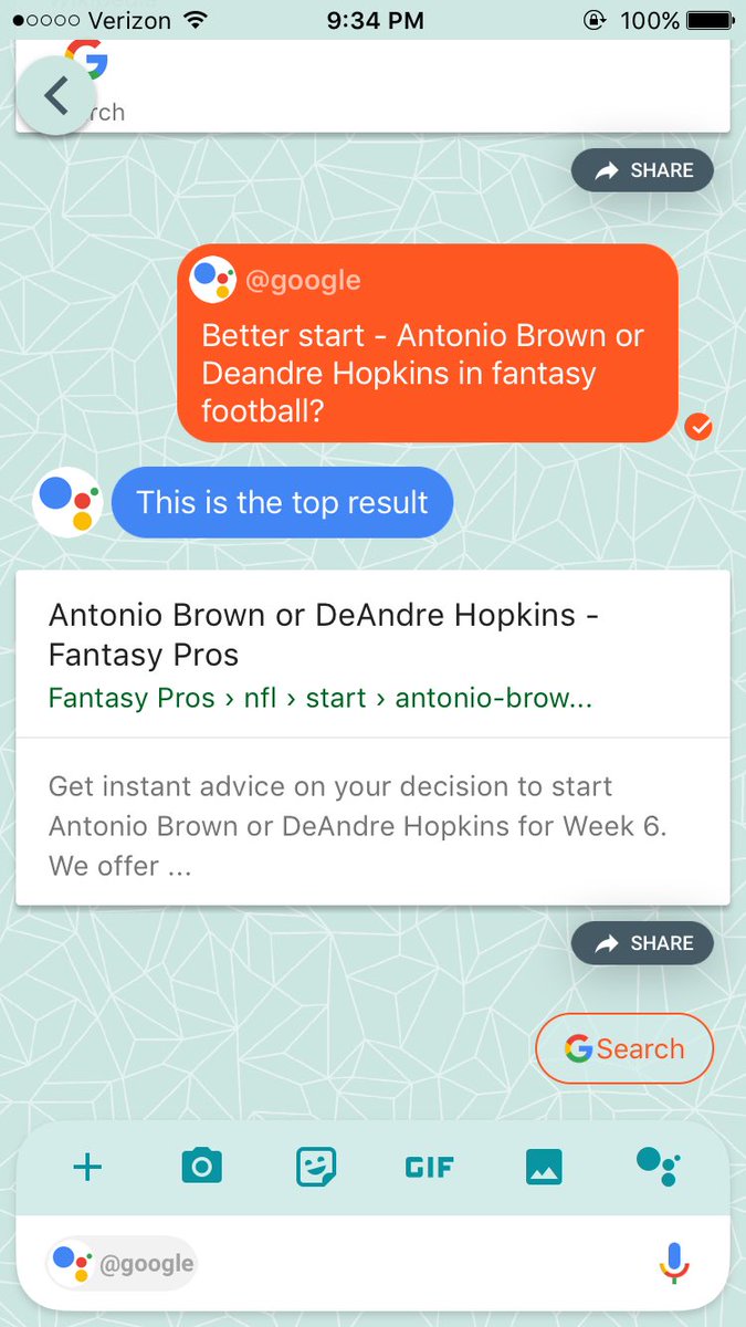 JohnLundwall's tweet photo. Setting your lineup? Utilize Google Assistant for quick &amp; easy fantasy football advice! #OnAllo #ad Download here: https://t.co/EWm0nEHipq https://t.co/YxD0yPLsDQ