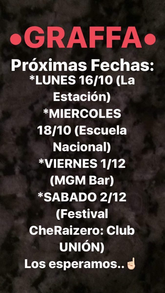 GRAFFAok's tweet photo. Le dejamos las fechas por acá.. https://t.co/iphrqEpsWY