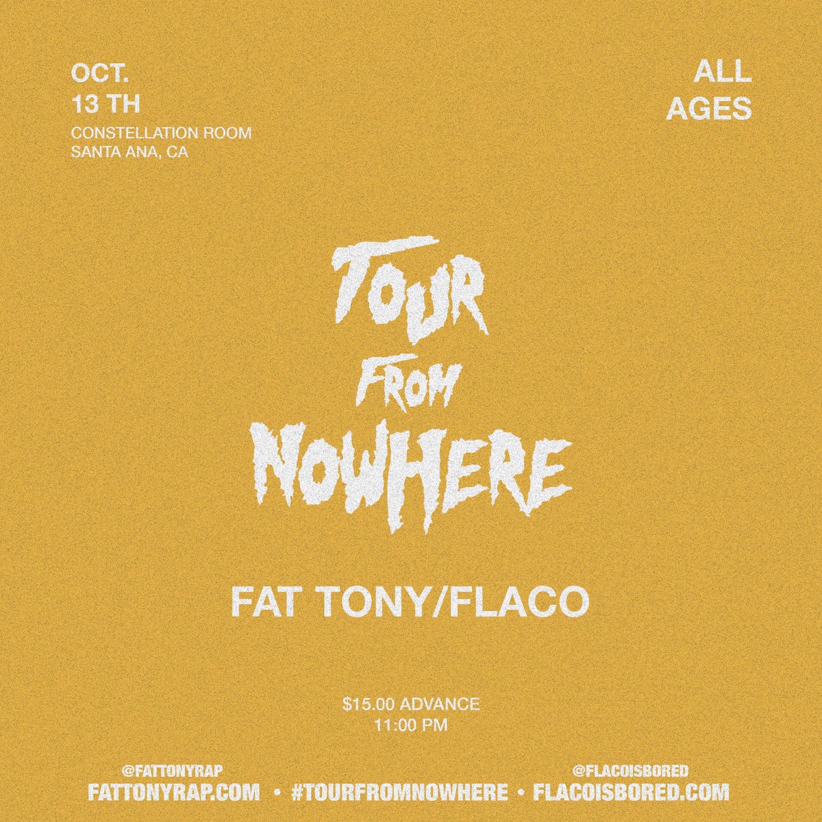 SirSugeWhite's tweet photo. The #TourFromNowhere wraps up TONIGHT in Santa Ana @ Constellation Room - PULL UP // $15.00 // All Ages // 11:00PM Doors 🤘🚀 https://t.co/lbXYMFLdc5