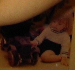 DID YOU ALL NOT SEE THAT ALL THESE YEARS

THAT'S A BABY MISHA PLAYING WITH A TOY VEHICLE