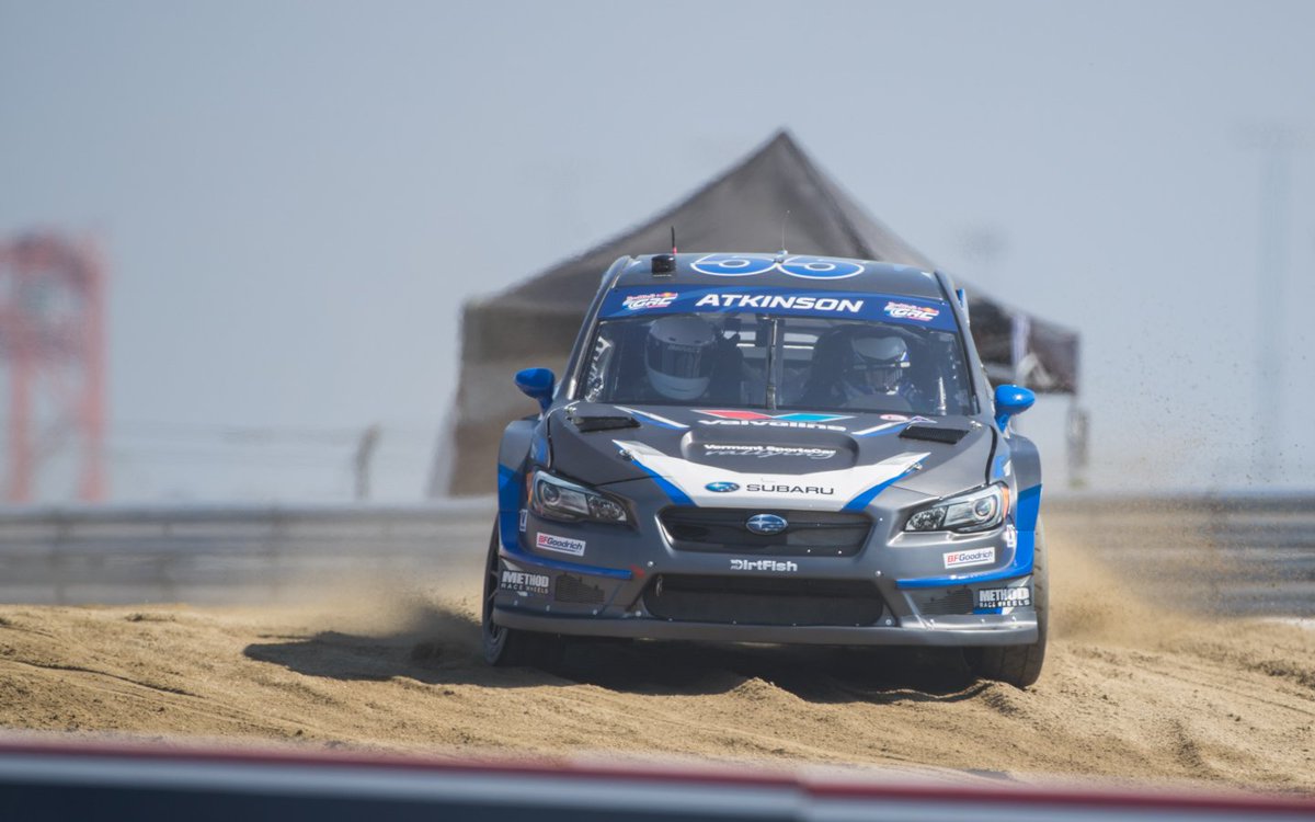 subarums_usa's tweet photo. @ChrisAtko settling in at P2 during practice here at #GRCLA — @patriksandell only .2s back in P4.
#SubaruRallyX https://t.co/9RXUEEam8J