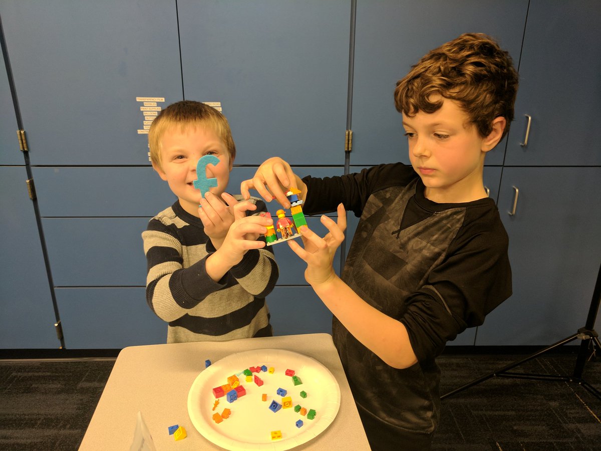 BattersonKclass's tweet photo. Our 3rd Grade Buddies led the way through our first adventure in the Makerspace using Legos  and the alphabet.  So proud of their teamwork! https://t.co/GLHfnh681j
