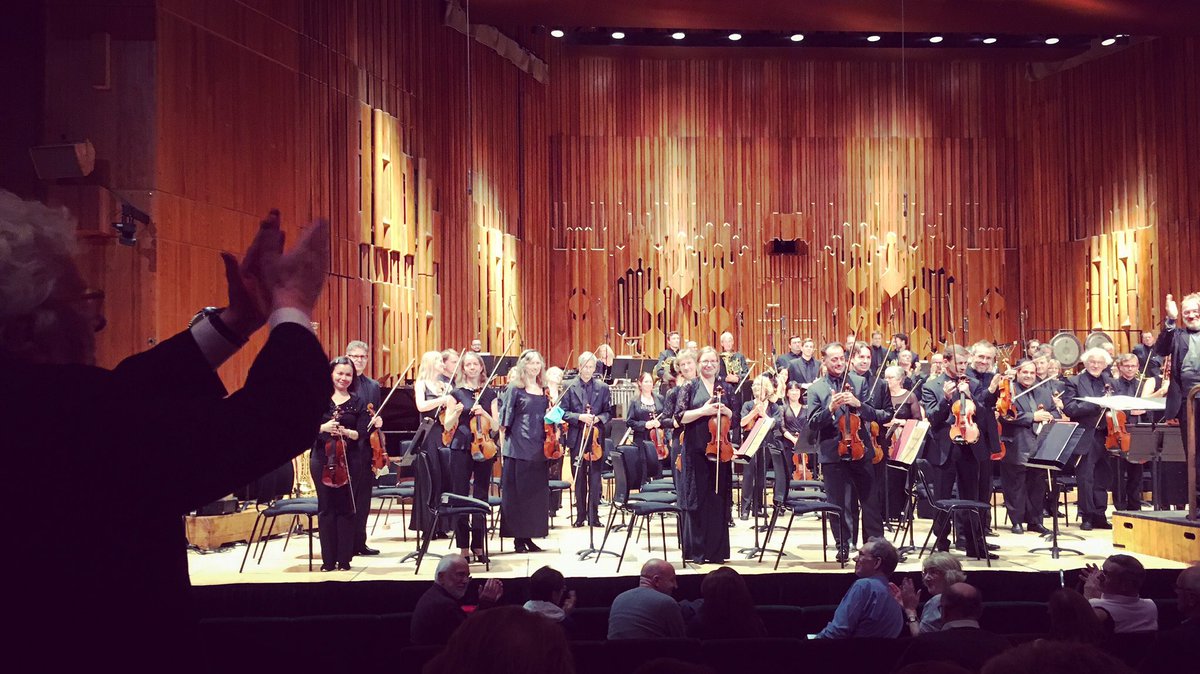 #HarrisonBirtwistle & #MartynBrabbins congratulating 1 another after the latter & @BBCSO gave a electrifying performance of #EarthDances.