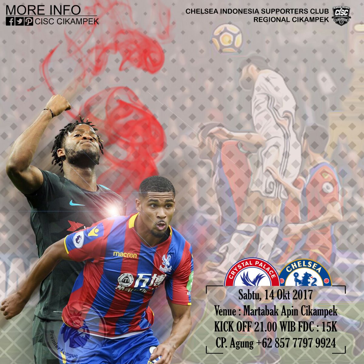 CISCcikampek_'s tweet image. NonbarKeun!

Crystal Palace Vs CHELSEA FC
📅: Sabtu, 14-Oktober-2017
📍: martabak apin
🕙: 20.00 wib
💷: 15K (member) / 17K (non)