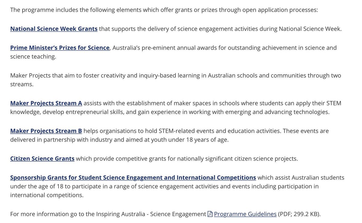 Grants available to help establish maker spaces in schools &amp; delivery of STEM events &amp; activities business.gov.au/assistance/ins…  #scimathconf17