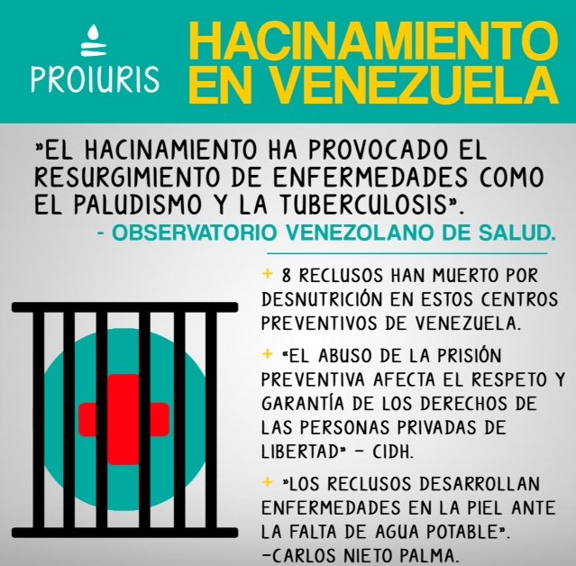 Proiuris_Ve's tweet photo. ¿Sabías que existe 432% de hacinamiento en 89 centros de reclusión preventiva en Venezuela? #Sabíasque #ProiurisDDHH https://t.co/vsjFC1Oj5C