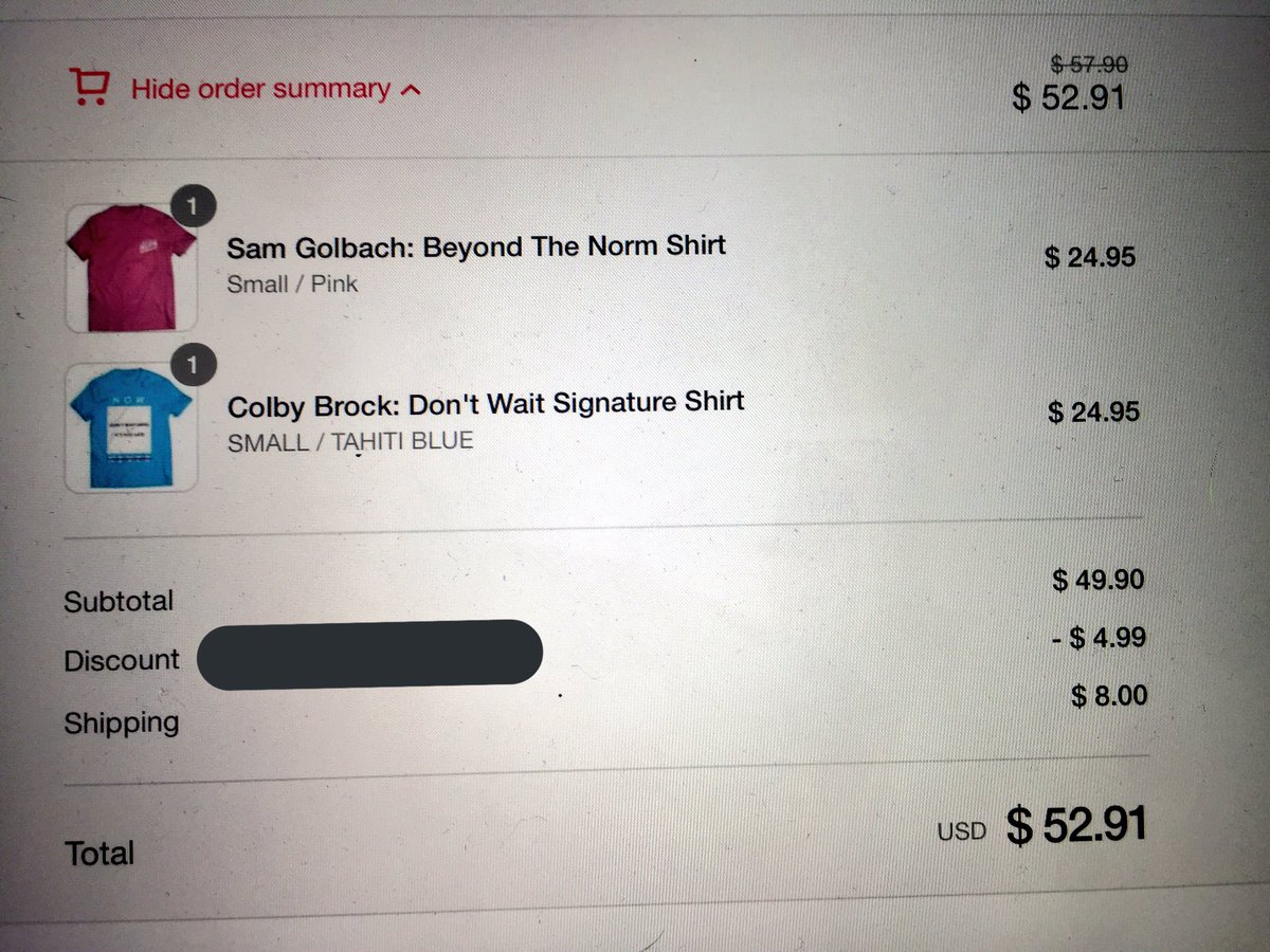 karli_vt's tweet photo. Just ordered @SamGolbach and @ColbyBrock 's merch 🖤 love them so much https://t.co/37dkSHhvuM