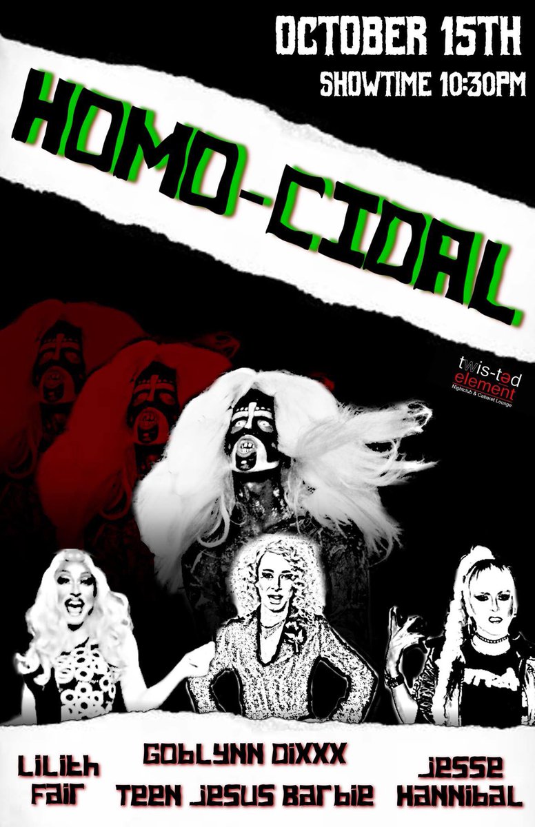 Krazay's tweet photo. This Sunday, the girls from Edmonton will have a very entertaining show for you.  #homocidal #yyc #dragshow #sundayfunnight https://t.co/b17BkuRjun