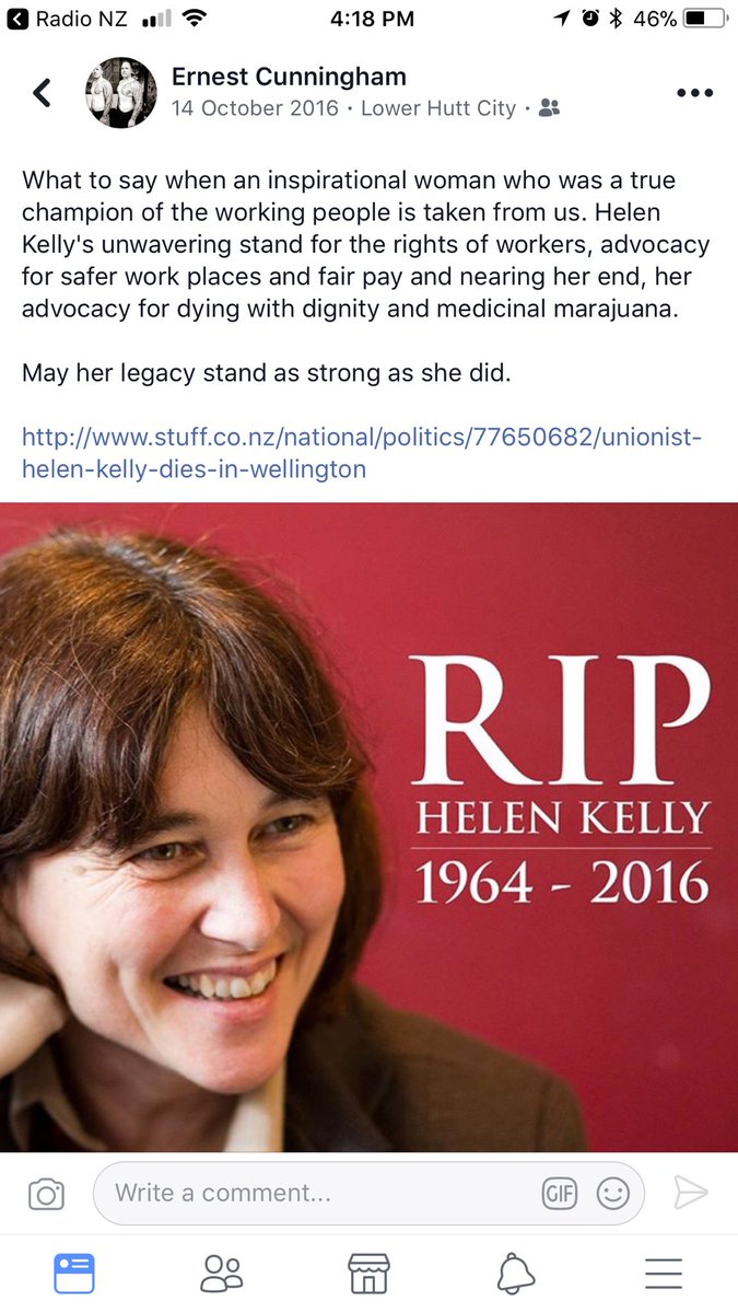 gingofthesouth's tweet photo. I wrote this a year ago when Helen Kelly was taken from us. May her legacy stand as strong as she did.
Aroha nui! #helenKelly https://t.co/0gNQk9swTd