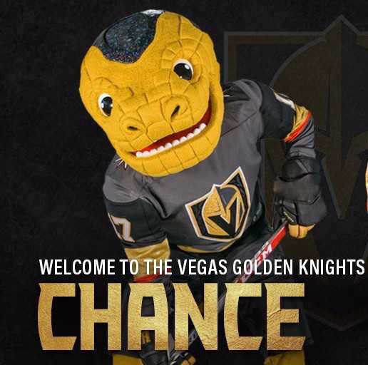 BringHockeyBack's tweet photo. Golden Knights mascot looks like Barney after a two-week bender in Vegas with subsequent full-blown meth face. https://t.co/XWwA4XZrqc