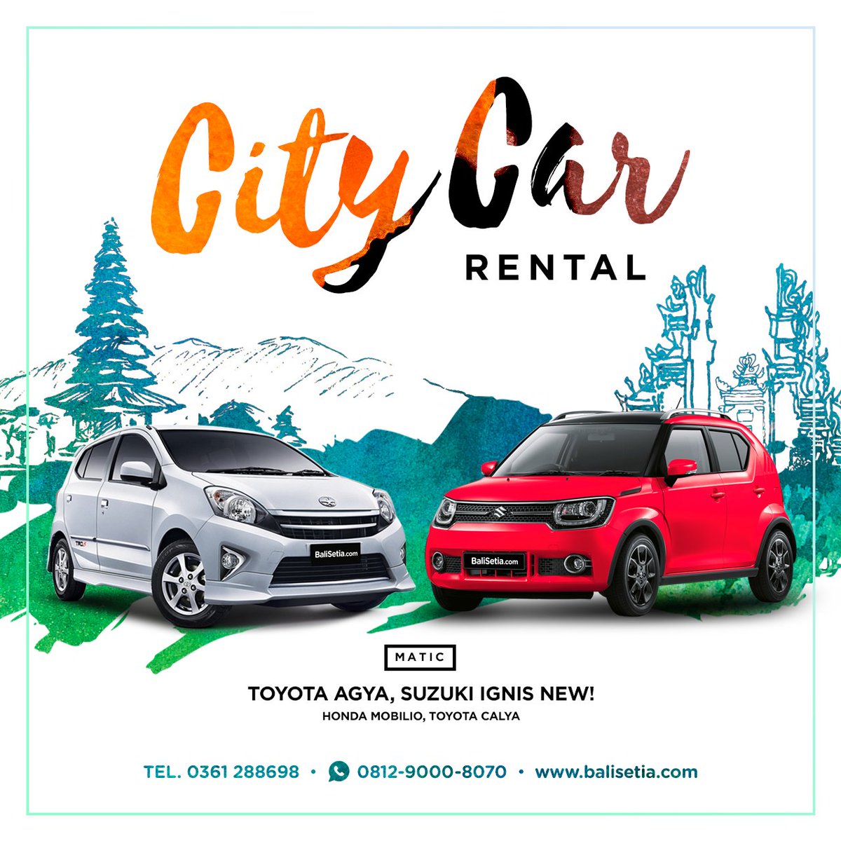 BaliSetia's tweet photo. City Car Rental! Ready Suzuki Ignis terrrbaru... dan matic lainnya. WhatsApp 0812-9000-8070 #sewamobilbali #balicarrental https://t.co/Xp0pEBj4Yl