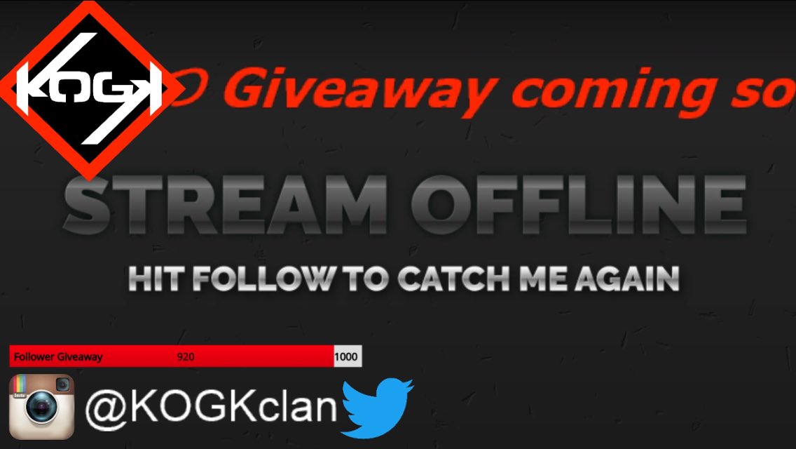 KOGKgaming's tweet photo. Thanks for watching! We're only 80 followers away from a giveaway on twitch! If you haven't already go follow the channel! #KOGKnation https://t.co/0Mgwl9yrNk