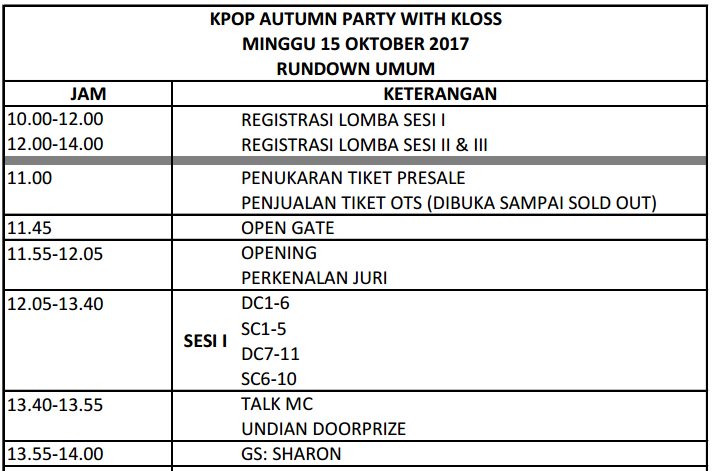 kpopmedbuzzer's tweet photo. [RUNDOWN ACARA]
Mohon cek pic
.
*maaf ada revisi untuk peserta SC https://t.co/812srs5p8V