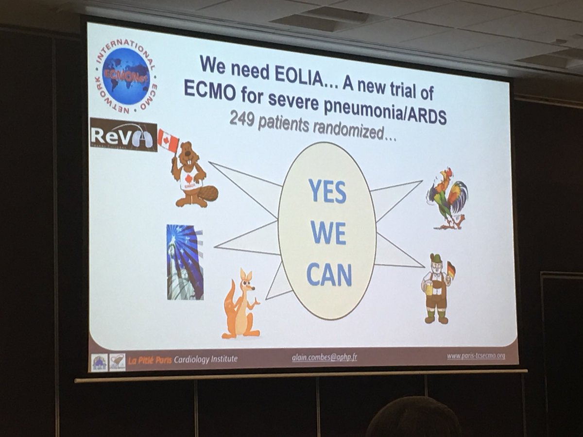 Combes - yes, EOLIA will change everything for VV ECMO for severe ARDS... #APELSO2017 @ECMONetwork