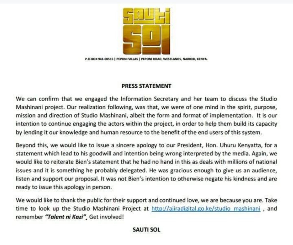 Owaahh's tweet photo. @sautisol Only to, seven whole days later, apologise coyly to the President in a manner that was common during the Moi era. https://t.co/rdYuaehiUf