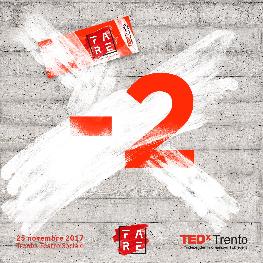TEDxTrento's tweet photo. Per i biglietti di TEDxTrento 2017 solo due giorni.
❌ LUNEDÌ 16 OTTOBRE FINALMENTE ONLINE ❌ Save the date! 
#TEDxTrento #tempodiFARE https://t.co/jqtCpmylRO