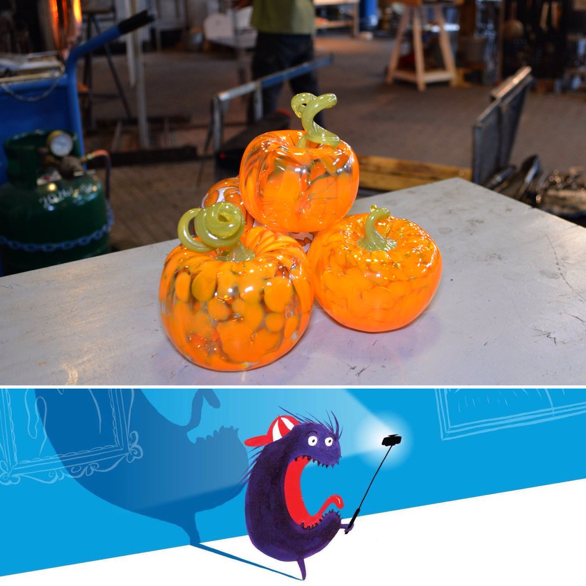 Het is HERFSTVAKANTIE: vanaf vandaag 2 weken lang mini-workshops glasblazen met het thema pompoenen en griezelen tijdens de #museumkidsweek!