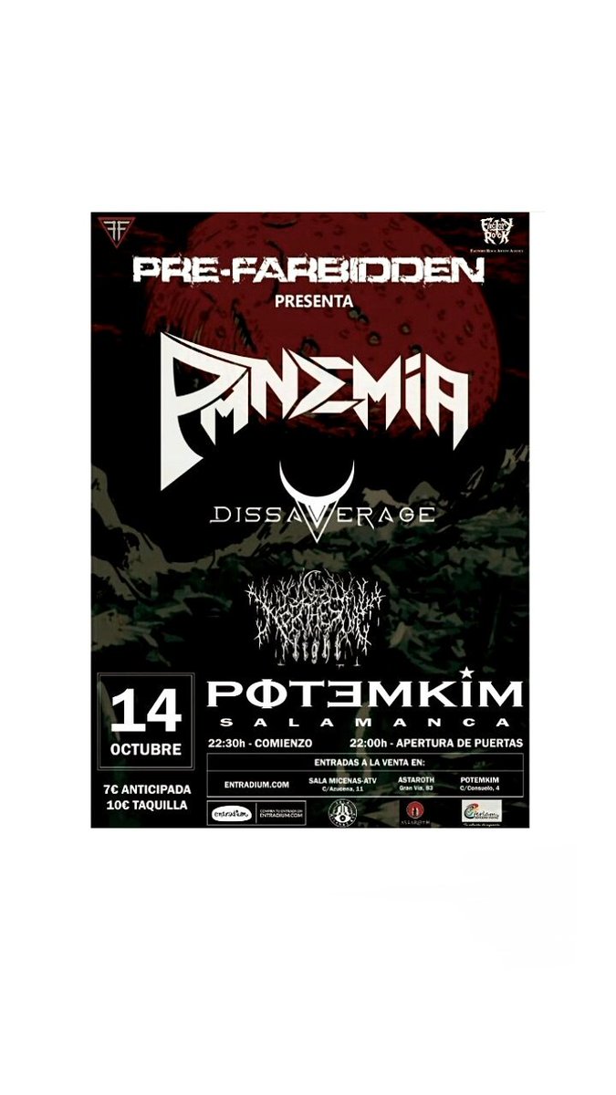 NorthernLightES's tweet photo. ¡Esta noche en Potemkin! 
#NorthernLightBand #Dissaverage #Pandemia @Farbidden_ #salamanca https://t.co/ITvipdyOk8