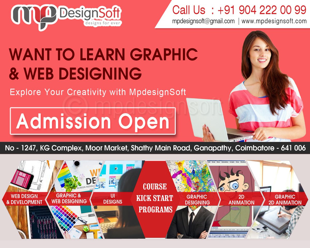 mpdesignsoft's tweet photo. #learn #Graphic &amp; #We_Designing 
#Course_Kick_Start_Programs
Call Us : 90422 20099
Maill Us : mpdesignsoft@gmail.com
https://t.co/v3fUMMjfWX https://t.co/z7V6DDo7Ce