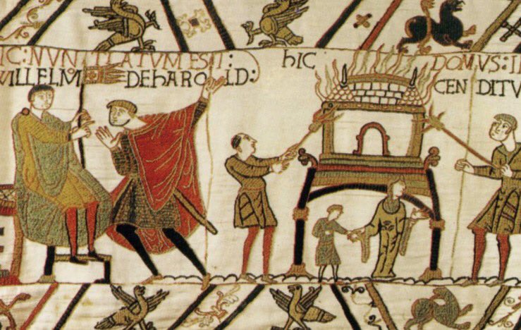 frome_maude's tweet photo. 14th October 1066. The #BattleOfHastings sees #WilliamOfNormandy defeat #AngloSaxon King Harold for the throne of #England. #BayeuxTapestry https://t.co/UDqPihe1wk