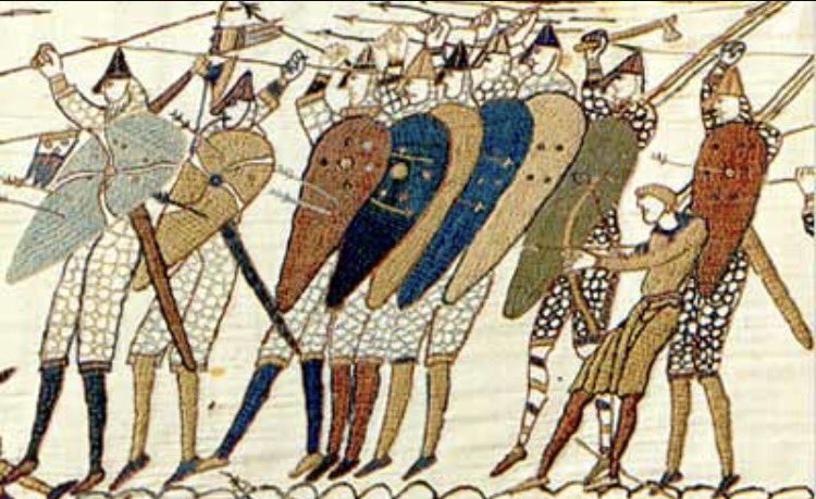 frome_maude's tweet photo. 14th October 1066. The #BattleOfHastings sees #WilliamOfNormandy defeat #AngloSaxon King Harold for the throne of #England. #BayeuxTapestry https://t.co/UDqPihe1wk