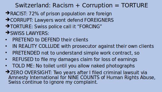 ShameTorturers's tweet photo. #Switzerland : #Racism + #Corruption = #TORTURE
#Swiss #inLOVEwithSWITZERLAND #Valais
#TrueStory #StartUp #SwissWeb #SwissFact #ski #verbier https://t.co/IbaVPZdELG