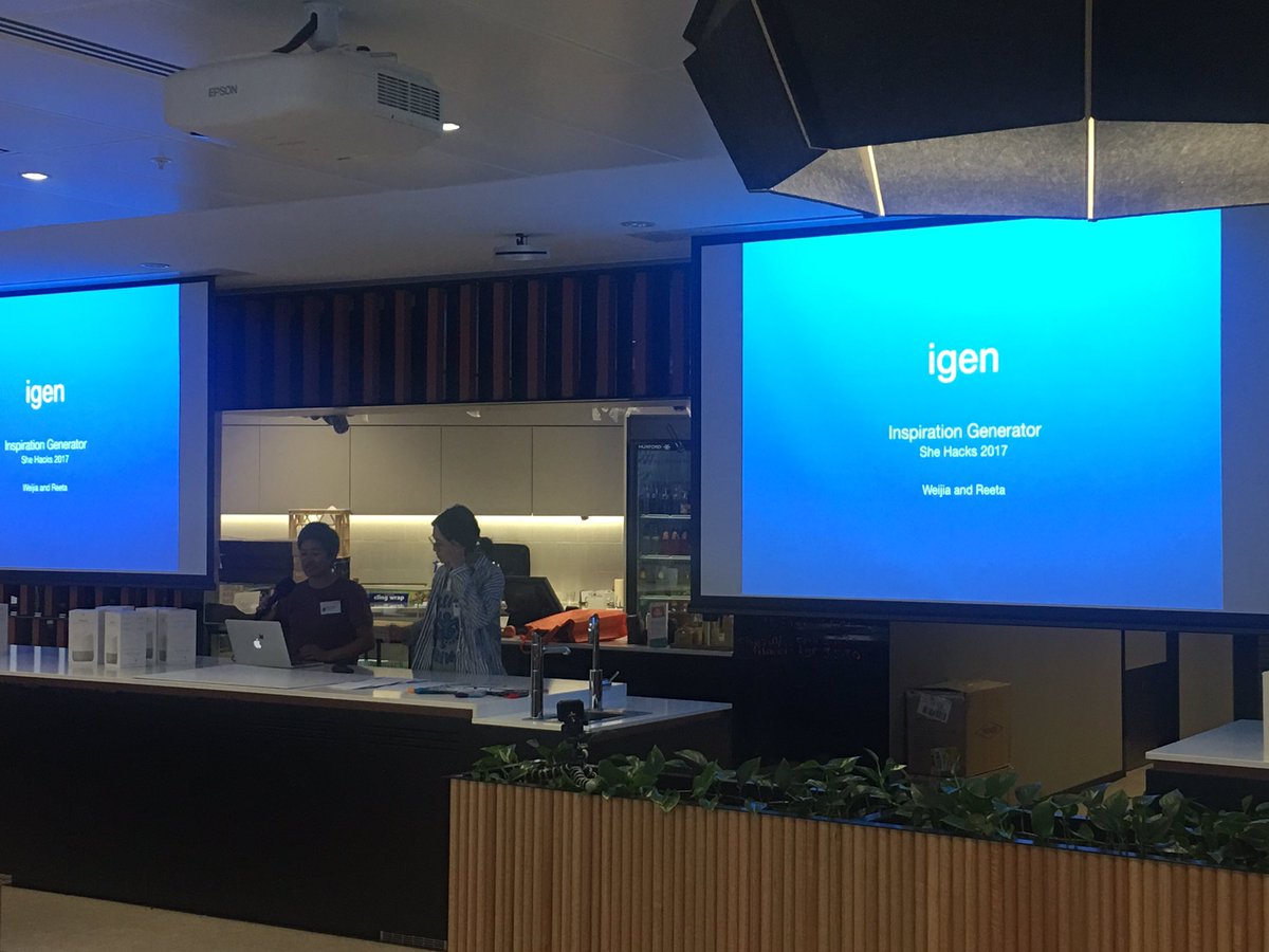 geeq_australia's tweet photo. The igen app - inspiration generator! An open source app sending you images & quotes about inspirational females. #SheHacks2017 https://t.co/8g8TfB5xMA